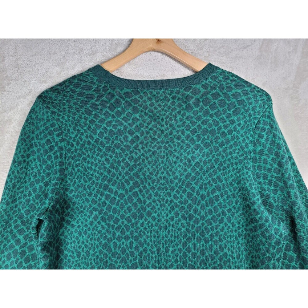 Isaac Mizrahi Live Cardigan Sweater Womens M Green Long Sleeve Animal Print - Picture 5 of 16